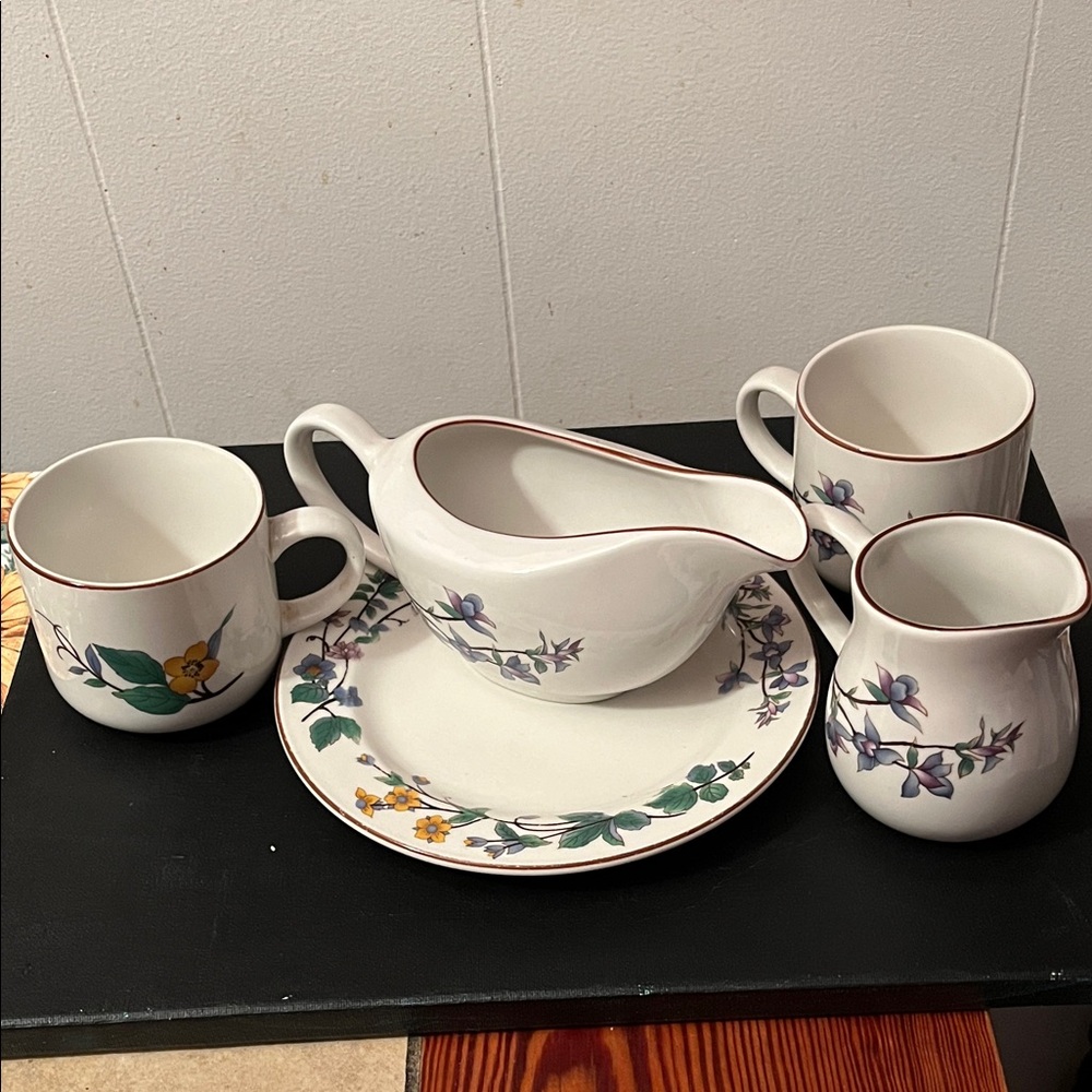 Woodhill Floral Ceramic Dinnerware Set - White with Multicolor Design